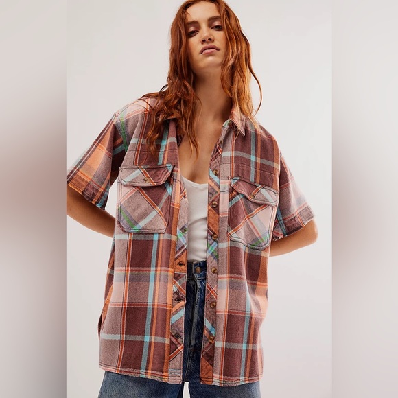 NEW Free People We The Free Vintage Crush Plaid Shirt - Picture 16 of 16
